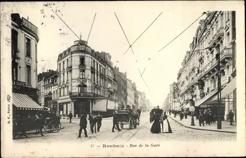 Ak Roubaix Nord, Rue de la Gare, carrefour