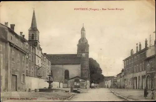 Ak Portieux Vosges, Rue Xavier Mougin, eglise