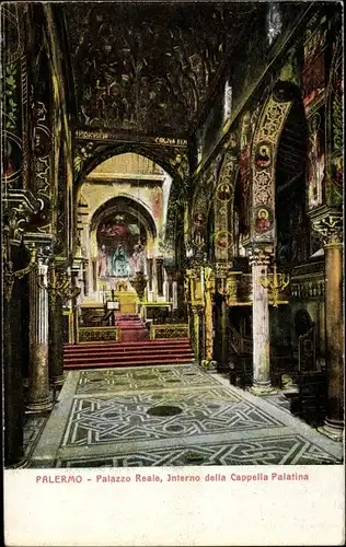 Ak Palermo Sicilia, Palazzo Reale, Interno della Cappella Palatina