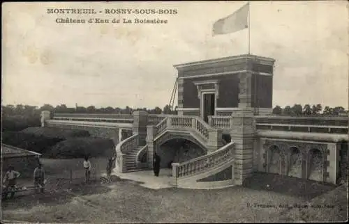 Ak Montreuil Rosny Sous Bois Seine Saint Denis, Château d'Eau de la Boissière, escaliers, drapeau