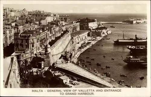 Ak Valletta Malta, general view and entrance to Grand Harbour