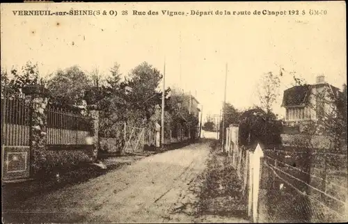Ak Verneuil sur Seine, Rue des Vignes, Depart de la route de Chapet 192