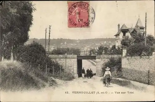 Ak Vernouillet Yvelines, Vue sur Triel, pont de chemin de fer