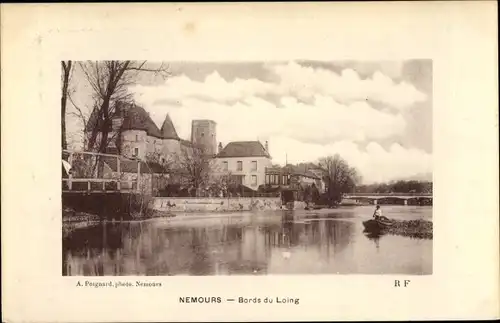 Ak Nemours Seine et Marne, Bords du Loing