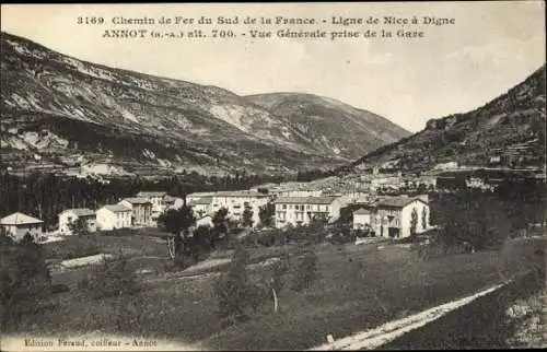 Ak Annot Alpes de Haute Provence, Vue Generale prise de la Gare