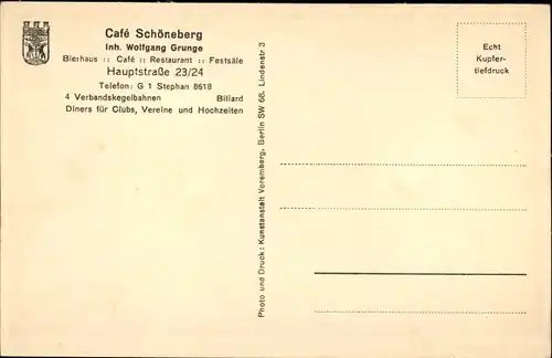 Ak Berlin Schöneberg, Im Café Schöneberg, Konzertcafé, Hauptstraße 23