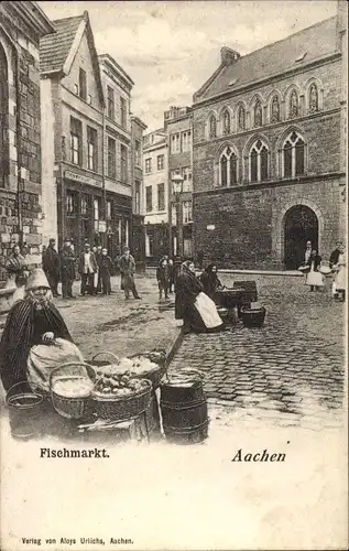 Ak Aachen in Nordrhein Westfalen, Fischmarkt, Marktfrau