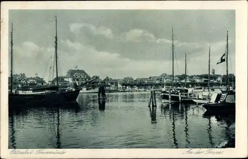 Ak Travemünde Lübeck Schleswig Holstein, An der Trave, Segelschiffe