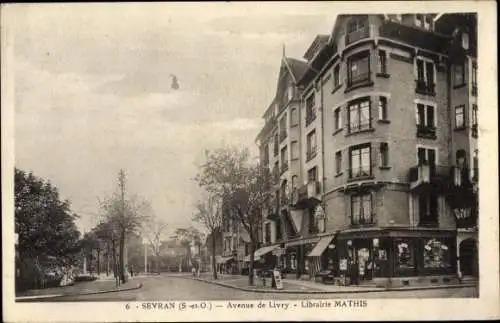 Ak Sevran Seine Saint Denis, Avenue de Livry, Librairie Mathis