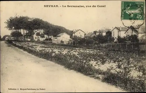 Ak Sevran Seine Saint Denis, La Sevranaise, vue du Canal, maisons