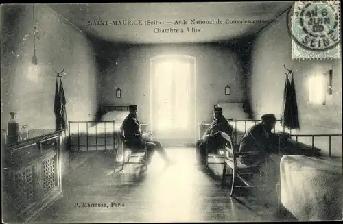 Ak Saint Maurice Val de Marne, Asile Nationale de Convalescents, Chambre à 3 lits