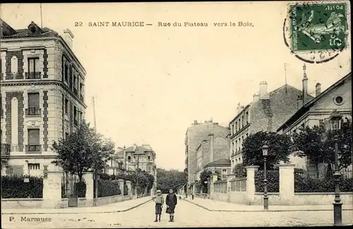 Ak Saint Maurice Val de Marne, Rue du Plateau vers le Bois