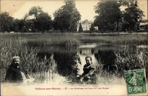 Ak Villiers sur Marne Val de Marne, Le Château et Lac du Val Roger