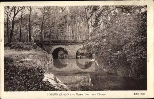 Ak Lozere sur Yvette Essonne, Vieux Pont sur l'Yvette, Flusspartie, Brücke