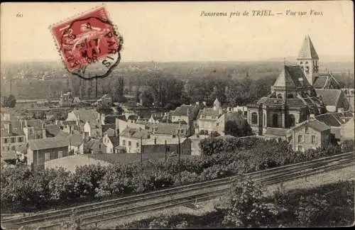 Ak Triel Yvelines, Panorama, Vue sur Vaux, eglise