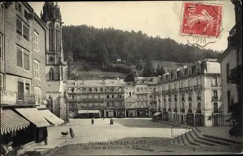Ak Plombières les Bains Lothringen Vosges, La Place de l'Eglise
