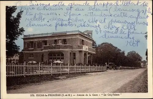 Ak Ozoir la Ferriére, Avenue de la Gare, Le Coq Faisan