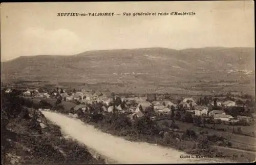 Ak Ruffieu en Valromey Ain, Vue générale et route d'Hauteville