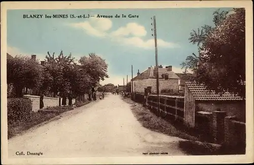 Ak Blanzy les Mines Saône et Loire, Avenue de la Gare
