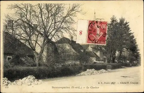 Ak Beaurepaire Saône et Loire, Le Clocher, Straßenpartie