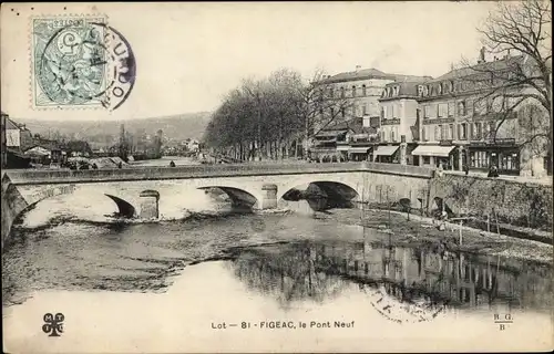 Ak Figeac Lot, Le Pont Neuf