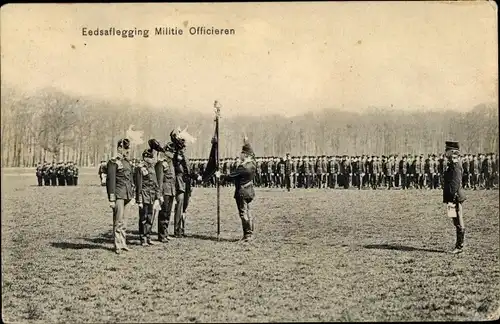 Ak Eedsaflegging Militie Officieren, belgische Offiziere bei der Eidsablegung, I. WK