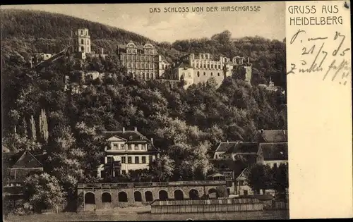 Ak Heidelberg am Neckar, Schloss, Von der Hirschgasse