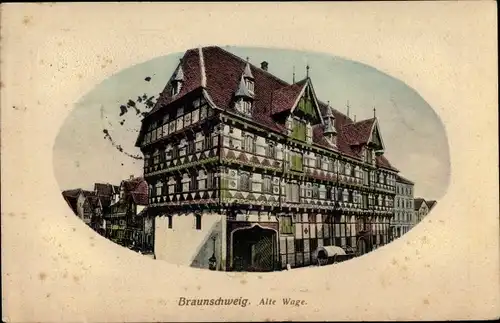 Präge Ak Braunschweig in Niedersachsen, Alte Waage, Fachwerkhaus