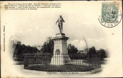 Ak Mezieres Ardennes, Statue de Bayard