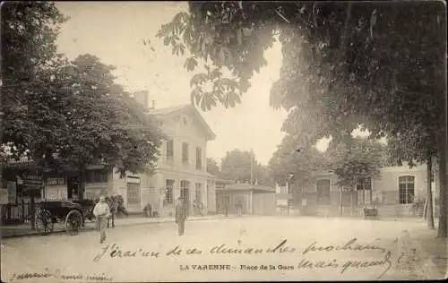 Ak La Varenne Val de Marne, Place de la Gare