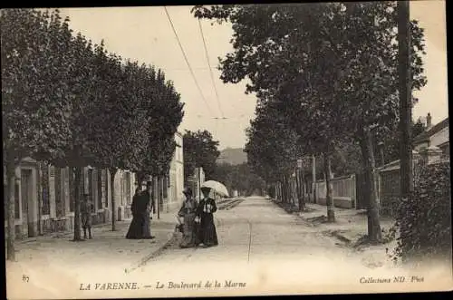 Ak La Varenne Val de Marne, Le Boulevard de la Marne