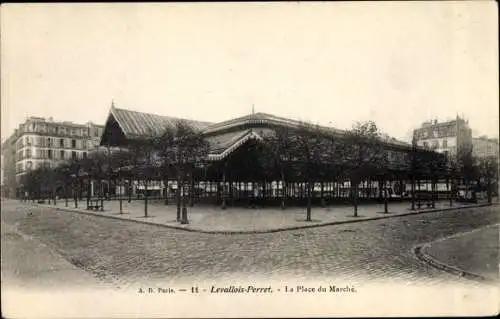 Ak Levallois Perret Hauts de Seine, La Place du Marché