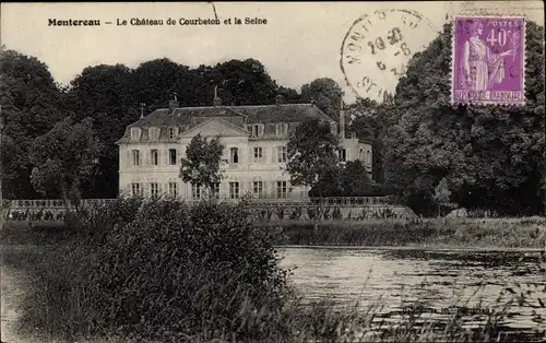 Ak Montereau Seine et Marne, Le Château de Courbeton et la Seine