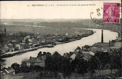 Ak Montereau Seine et Marne, La Circuit de la Seine, vue prise de Surville