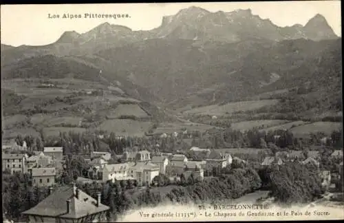 Ak Barcelonnette Alpes de Haute Provence, Le Chapeau de Gendarme, Le Pain de Sucre