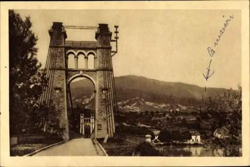 Ak Groslée Ain, Pont, tete et Vue générale