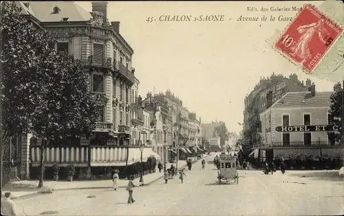 Ak Chalons sur Saône et Loire, Avenue de la Gare, Hotel