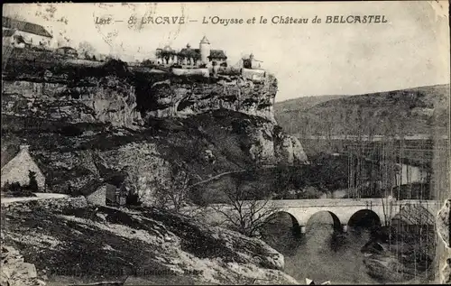 Ak Lacave Lot, L'Ouysse, Le Chateau de Belcastel