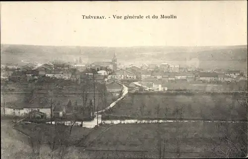 Ak Treveray Lothringen Meuse, Vue generale et du Moulin, Kirche