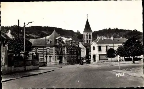 Ak Vailly sur Aisne, Rue Alexandre Legris, Kirche, Straßenpartie