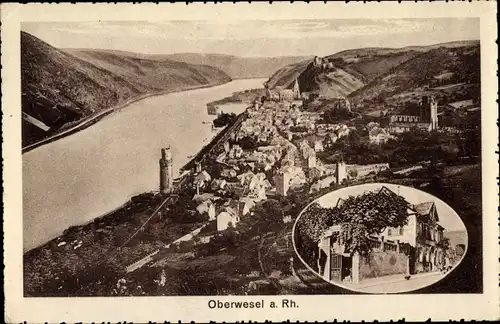 Ak Oberwesel in Rheinland Pfalz, Fliegeraufnahme, Gasthof zum Anker