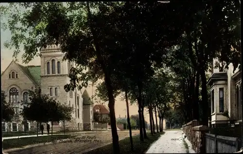 Ak Brandon Manitoba Kanada, 5th Street showing St. Paul's, Presbyterian Church