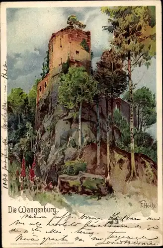 Künstler Litho Hoch, F., Wangenbourg Wangenburg Elsass Bas Rhin, Ansicht der Burg