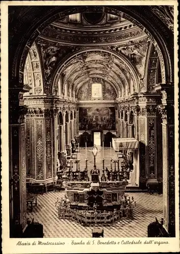 Ak Cassino Lazio, Abazia, Tomba di S. Benedetto e Cattedrale dall'organo, Abtei Montecassino