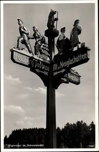 Ak Feldberg im Schwarzwald Baden Württemberg, Wegweiser im Schwarzwald