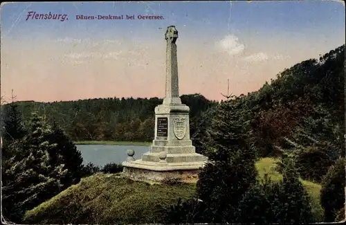 Ak Flensburg in Schleswig Holstein, Blick auf das Dänen Denkmal bei Oeversee