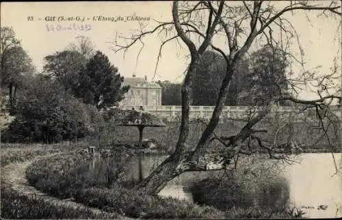 Ak Gif Essonne, L'Etang du Chateau, Schloss, Teich