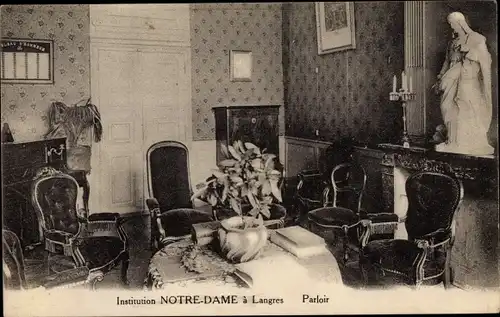 Ak Langres Haute Marne, Institution Notre Dame, Parloir