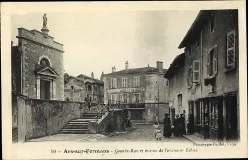 Ak Ars sur Formans Ain, Grande Rue et entree de l'ancienne Eglise