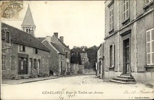 Ak Genelard Saône et Loire, Route de Toulon sur Arroux